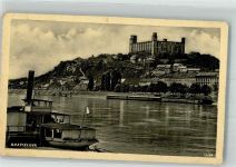 Bratislava Pozsony Gebrauchsspuren Burg Dampfschiff Foto AK