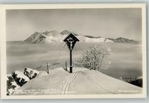 82431 W8111 Herzogstand Winter Foto Huber, H. Wegkreuz