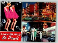 W2000 St. Pauli Die Reeperbahn bei Nacht Matrosen Pin Up Foto AK