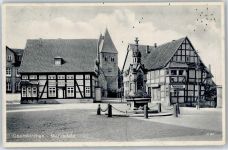 31683 W3063 Obernkirchen Gebrauchsspuren Marktplatz, Brunnen, Stadtsparkasse