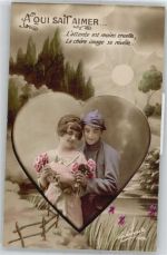 Verlag Favorite No.2486 , Mondschein , Liebe , Poesie Patriotik WK I, Frankreich