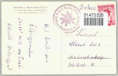 6652 Elbigenalp - Hermann v. Barth-Hütte Große Scharfkarspitze Elferkopf Zwölferspitze Parseierspitze Freispitze Lechtaler Alpen Hüttenstempel