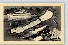 Balatonfüred Bad Plattensee 1956 - Balaton Eisenbahn Schiff