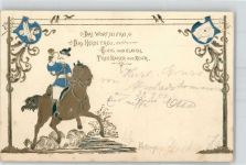 Pferd Horn Patriotik 1901 Prägedruck