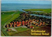 26409 W2944 Carolinensiel , Ostfriesl - Fliegeraufnahme Hafen Harlesiel mit Feriendorf der DBP Nordseeküstenbad