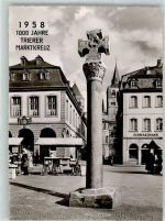 54290 W5500 Trier 1958 Foto AK Denkmal Trierer Marktkreuz Marktszene