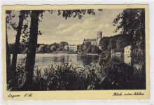 Lagow - Lagów / Kreis Oststernberg. Blick zum Schloss ungelaufen kleiner Riß oben rechts. Rückseite leicht fleckig, sonst gut erhalten.