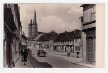 Burg bei Magdeburg mit Breiteweg und Oberkirche gelaufen, Stempel nicht lesbar, ca. 50 iger / 60 iger Jahre. Gute Erhaltung.