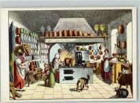 sign. Joh. M. Voltz Küche Waage Biedermeier Epoche Haushalt Künstlerkarte