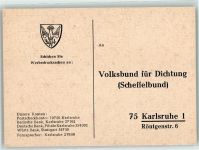 W7500 Karlsruhe , Baden Vorksbund für Dichtung Scheffelbund Mitgliedskarte Victor v. Scheffel