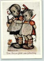 Gratulanten II Künstlerpostkarten Nr.208 Hummel Künstlerkarte