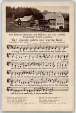 01705 O8210 Freital Lieder AK Lied Und abends geht´s in´s warme Nest Wanderheim Marsch Noten