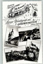 W8556 Gößweinstein Burg Gasthaus Distler Eisenbahn Ich komme Victor v. Scheffel Foto AK