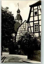 04626 O7420 Schmölln , Thür - An der Kirche Fachwerkhäuser