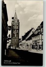04509 O7270 Delitzsch Foto AK Breite Straße mit Breitem Turm