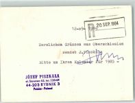 Rybnik 1984 - Ort lt. Stempel Oberschlesien Barcode auf der Hülle