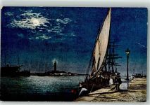 34100 Trieste / Triest / Trst 1913 Künstlerkarte Hafen Leuchtturm Segelboot
