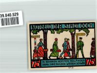 47574 W4180 Goch 1922 Notgeldschein 75 Pfennig Haus zu den fünf Ringen