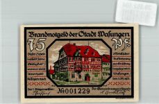 98634 O6104 Wasungen 1921 Notgeldschein 75 Pf. Nr. 001229 Rathaus