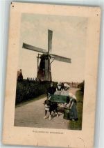 Windmühle Kinder Tracht Niederlande Hundekarren