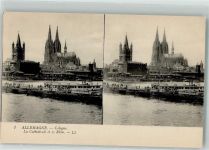 50667 W5000 Köln Deutz 105 Stereo AK Dom Schiffbrücke