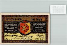 32683 W4924 Barntrup 1921 Notgeldschein 1 Mark Gutschein No. 021157
