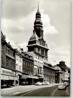 66333 W6620 Völklingen Foto AK Rathausstrasse Geschäft kaufhaus VW Käfer Auto Kirche