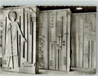 49179 W4514 Ostercappeln Foto AK Krankenhaus St. Raphaelstift Reliefs mit christlichen Motiven