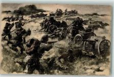 Landser erobern ein feindliches Artilleriegeschütz Verlag Glaube und Kunst Nr. 123 Feldpost WK I Betriebsamt Edingen Hoffmann, A. Künstlerkarte
