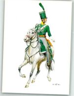 sign. Tritt Offizier des leichten Dragoner-Regimentes Nr. 5 in Uniform zu Pferde aus dem Jahre 1815 Militär Niederlande Künstlerkarte