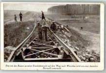 Eine zerstörte Eisenbahnstrecke nach Warschau Feldpost WK I Waldsee Östlicher Kriegsschauplatz 1917 Gebrauchsspuren