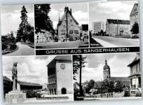 06526 O4700 Sangerhausen - Rosarium, Marktplatz, Neubauten, Westsiedlung mit Bergarbeiterdenkmal, Friedrich-Schmidt-Straße, Kirche