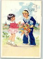 Blendax Maxe sign. Lungershausen Matrosenanzug AK Werbung Kosmetik 1954 Künstlerkarte