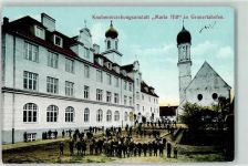 82272 W8086 Grunertshofen - Knabenerziehungsanstalt Maria Hilf Pausenhof Pfarrkirche St. Lorenz