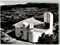 70250 Ronchamp Foto AK Kirche Kapelle de Notre Dame du Haut Fliegeraufnahme