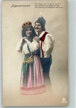 Tracht Vers : Zwei Störche, die klapperten laut Rotophot Serie 2584/3 handkoloriert Zigeuner