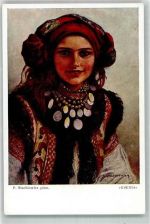 sign. Stachiewicz : Ksenia Tracht Polen Künstlerkarte