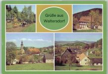02779 O8813 Waltersdorf b Zittau - Parkanlage, Gaststätte Grenzbaude, Kirche, Blick zum Butterberg