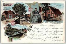 21720 W2162 Mittelnkirchen 1898 - Handlung H.Heinrich Tracht Altenlande Landhaus Lühe Brücke