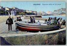 90100 Palermo - Tessitura della reti da pesca Polizei Ruderboot