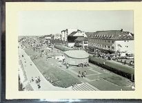 27472 W2190 Duhnen FOTO KEINE AK Foto montiert auf Karton Strand mit Deichpromenade und Musikpavillon Fotograf Otto Schulze