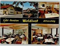 72213 W7272 Altensteig , Württ Foto AK Gasthaus Cafe Pension Waldlust Kegelbahn
