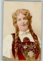 Tracht Mädchen Trachten Schweden 1905 Foto AK