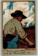 sign.Curt Ullrich Landwirtschaft Pflüger AK Künstler 1922 Künstlersteindruck