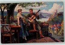Heimatklänge Gitarre sign.W.Ebbinghaus KVB Nr.2552 Deutsche Kunst Künstlerkarte