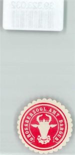 17159 O2042 Dargun Siegelmarke Grossherzogliches Amt Stierkopf Rot Weiß