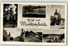 95615 W8590 Marktredwitz Foto AK Kirche St. Bartholomäus Rathaus
