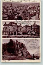 Usti nad Labem Aussig Gebrauchsspuren Foto-AK Dampfschiff Burg Schreckenstein Stadttheater