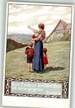sign. Kutzer Kein Fußbreit deutscher Erde soll verloren gehen Mutter mit ihren drei Kindern Verein Heimstatt für Bodenschutz und Besiedlung Karte 2 Schulvereinähnliche Künstlerkarte