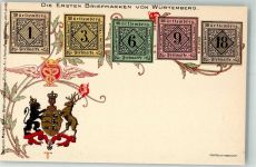 Ersten Briefmarken von Württemberg Wappen Verlag Menke-Huber Briefkartenbörse Briefmarkenabbildung Lithographie